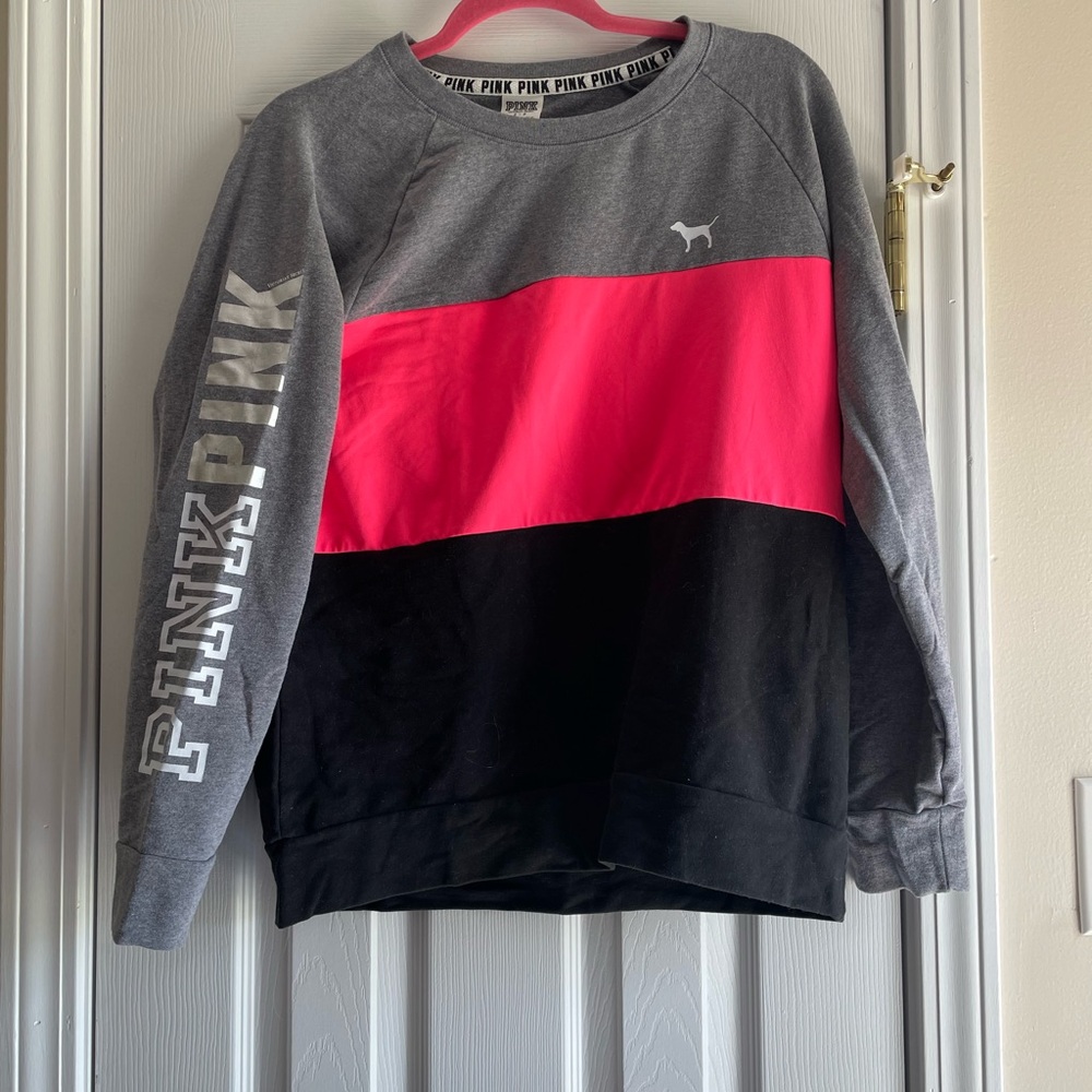Victoria's Secret Gray and Pink Crewneck Sweater